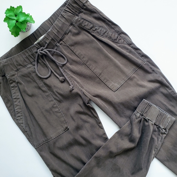 Cloth & Stone Olive Green Tencell Pocket Utility Joggers Drawstring Waist Size M - Picture 2 of 10